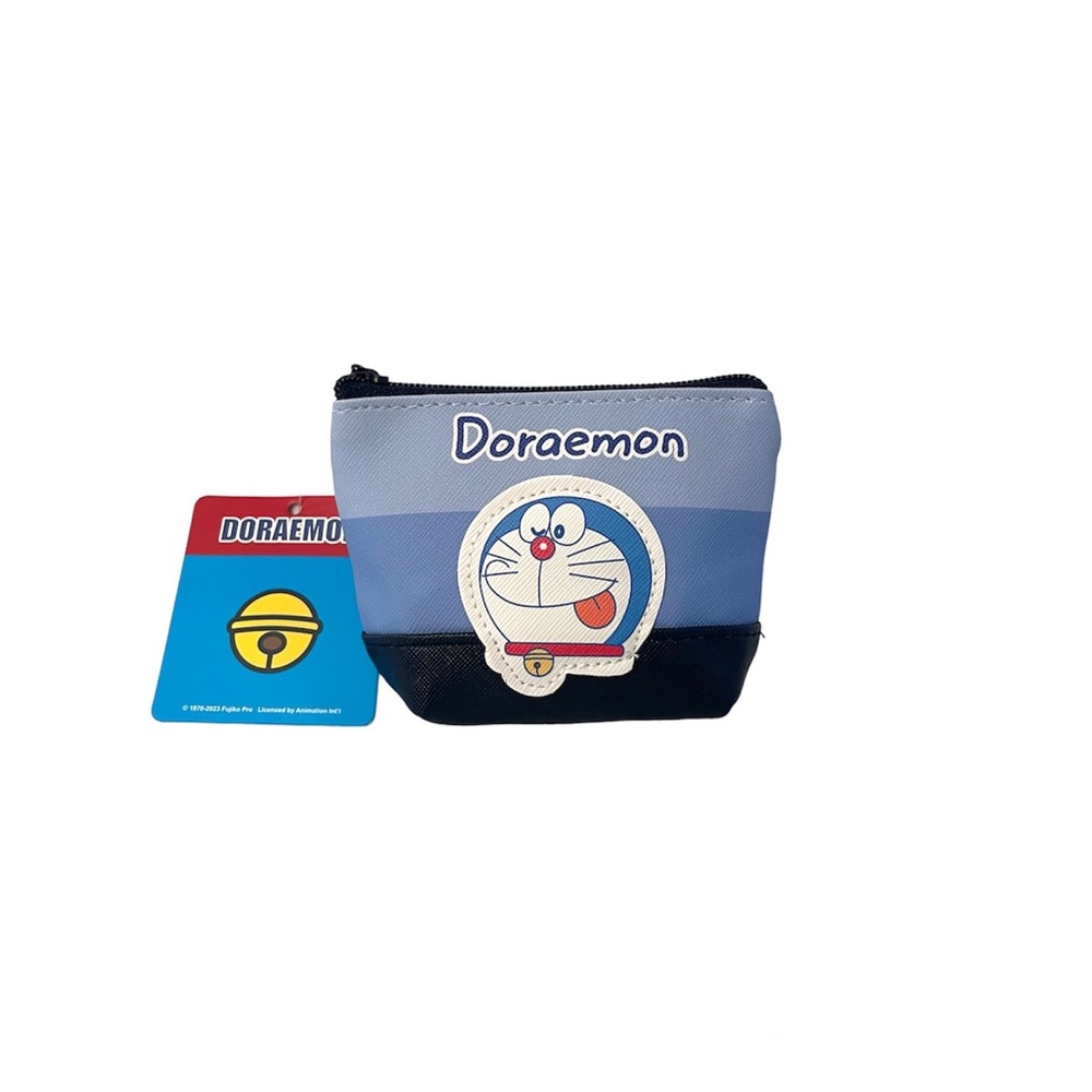 NEW Doraemon Coin Purse Zip Pouch Japanese Anime Manga Robotic Blue Cat Wink NTW